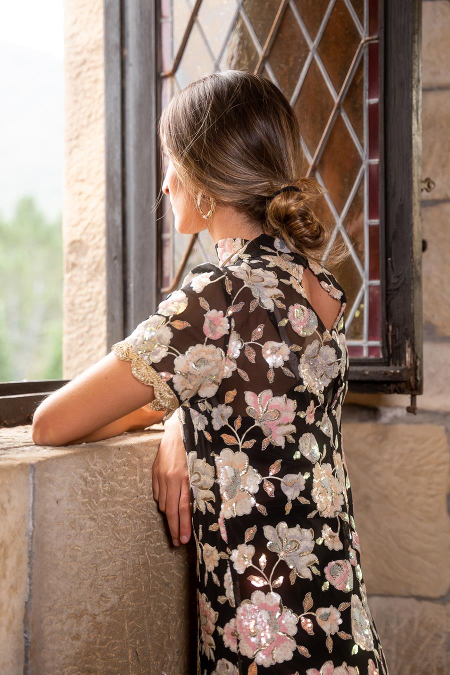 VESTIDOS LARGO FLORES NEGRO | MOD. CELIA  | Tienda online de moda femenina de autor
