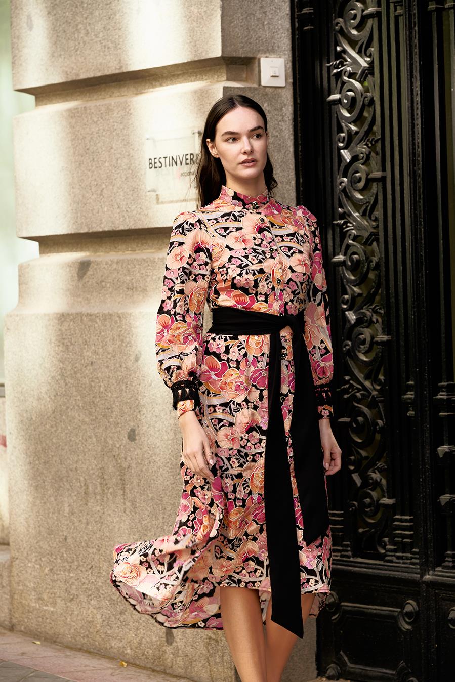 VESTIDO NEGRO Y ROSA  | MOD. OPALO | Tienda online de moda femenina de autor