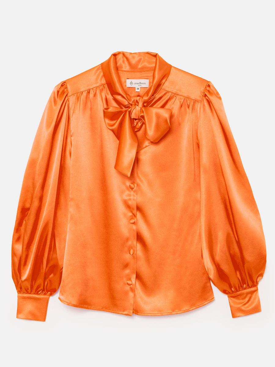 SATIN BOW SHIRT | MOD.LARA ORANGE