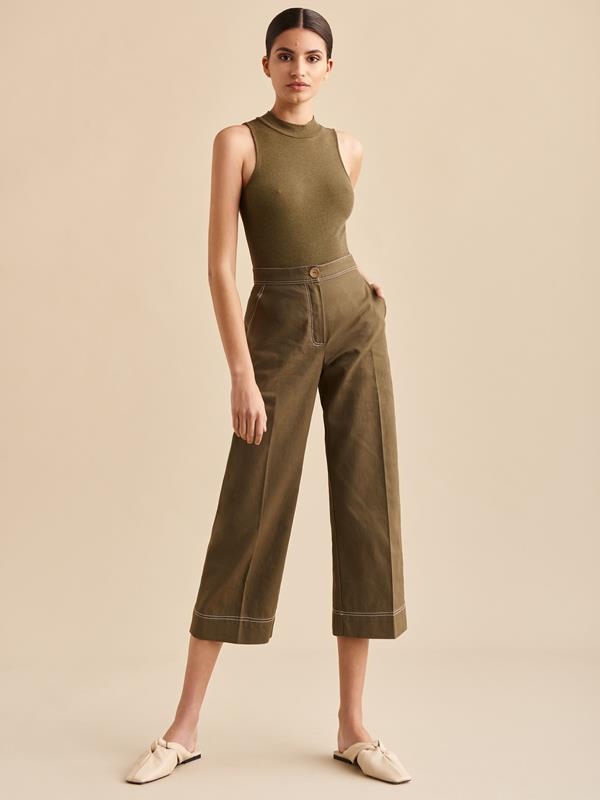 CROPPED FIT CAQUI TROUSERS | MOD. TILO