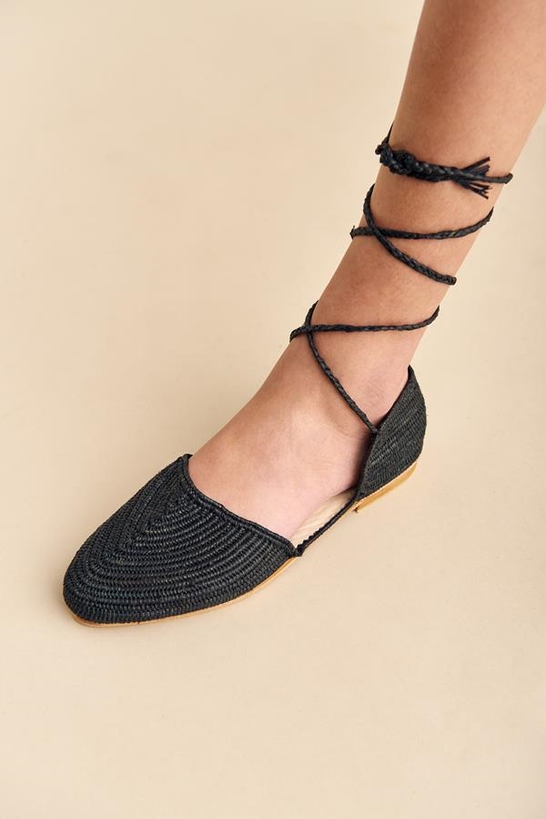 RAFFIA BLACK SANDALS | MOD. ABETO-NOIR