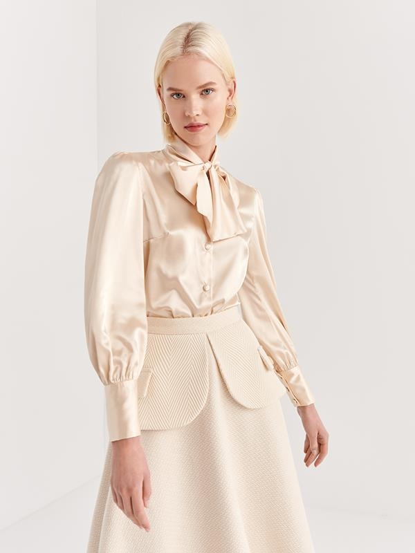 SATIN BLOUSE WITH BOWS | MOD.BIANCA