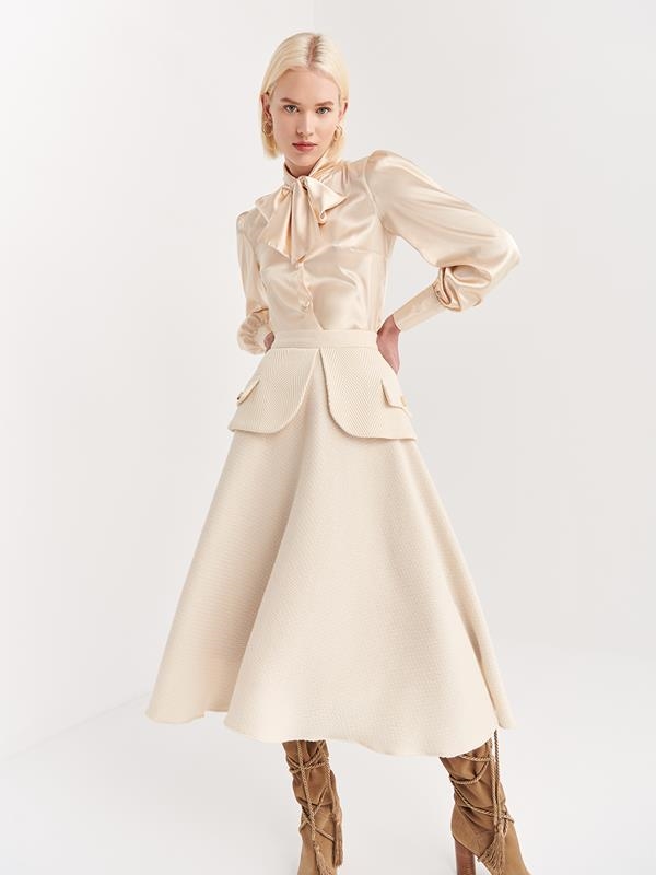 MIDI ECRU SKIRT  | MOD. CHIARA 