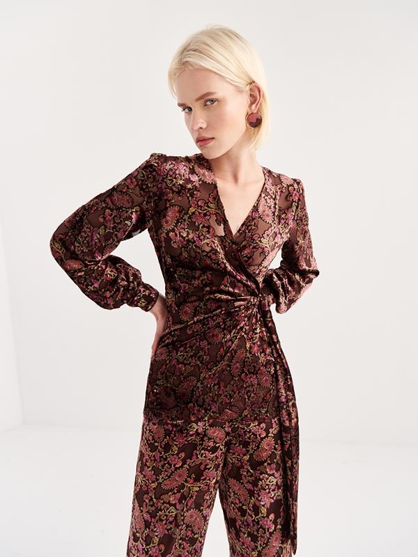 PRINTED VELVET WRAP SHIRT | MOD. ALINA