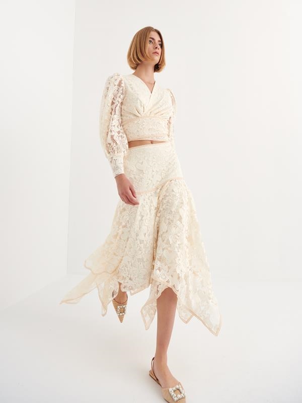 FALDA ENCAJE PICOS  | MOD.VIÑAS | Tienda online de moda femenina de autor