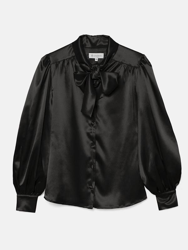 SATIN BOW SHIRT | MOD.LARA BLACK