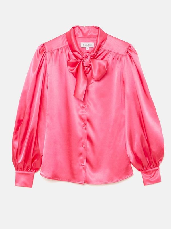 SATIN BOW SHIRT | MOD.LARA PINK