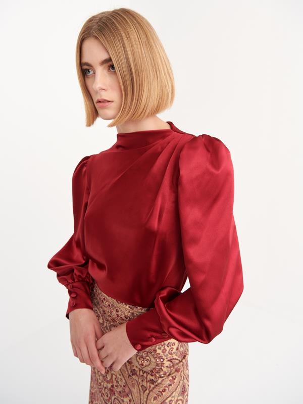 WINE SATIN SHIRT | MOD.JARA